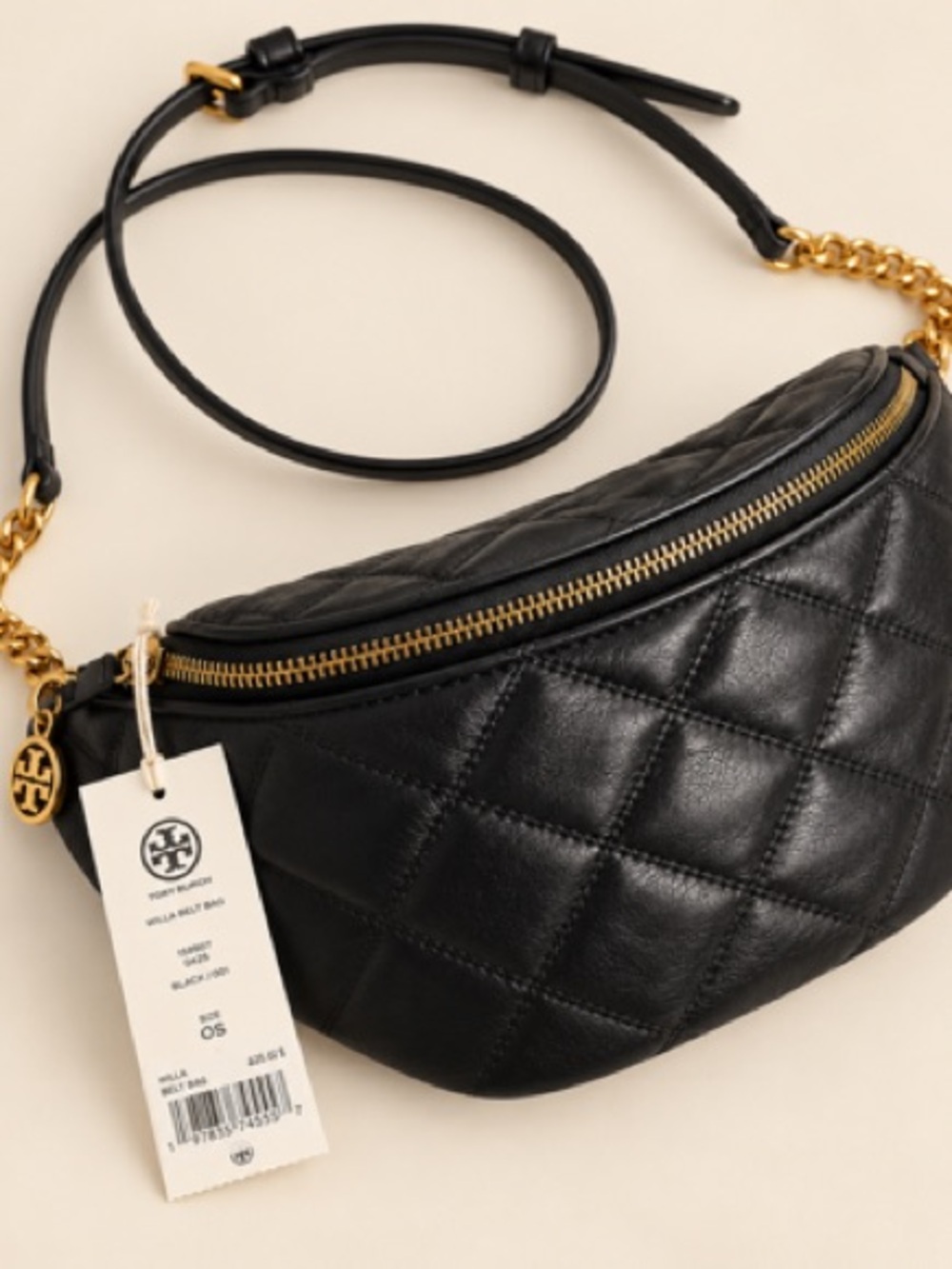 NWT Tory Burch Willa Belt Bag Quilted Leather Fanny Pack Crossbody in Black